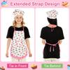 Chef Hat and Apron Set for Kids, Pink Sweet Cake Cooking Apron, Kids Aprons for Cooking, Adjustable Toddler Aprons with Pocket, Stocking Stuffer,