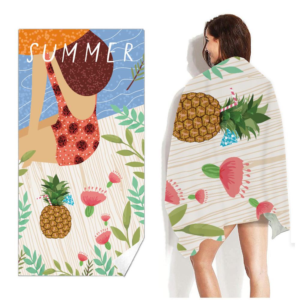 Hawaiian Plumeria Palm Leaf Beach Towel Soft Microfiber Quick Dry Spa Pool Towel Summer Travel Bath Blanket