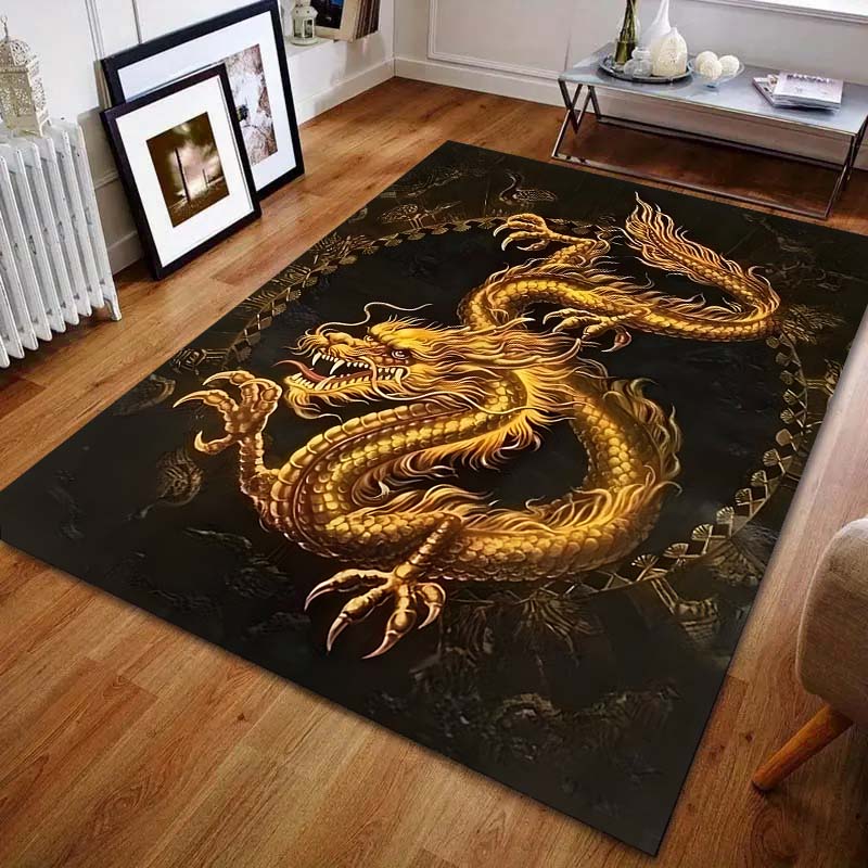 Golden Oriental Dragon Printed Carpet for Bedroom Living Room Bedside Sofa Floor Mat Modern Home Decor Area Rug Fast Shipping