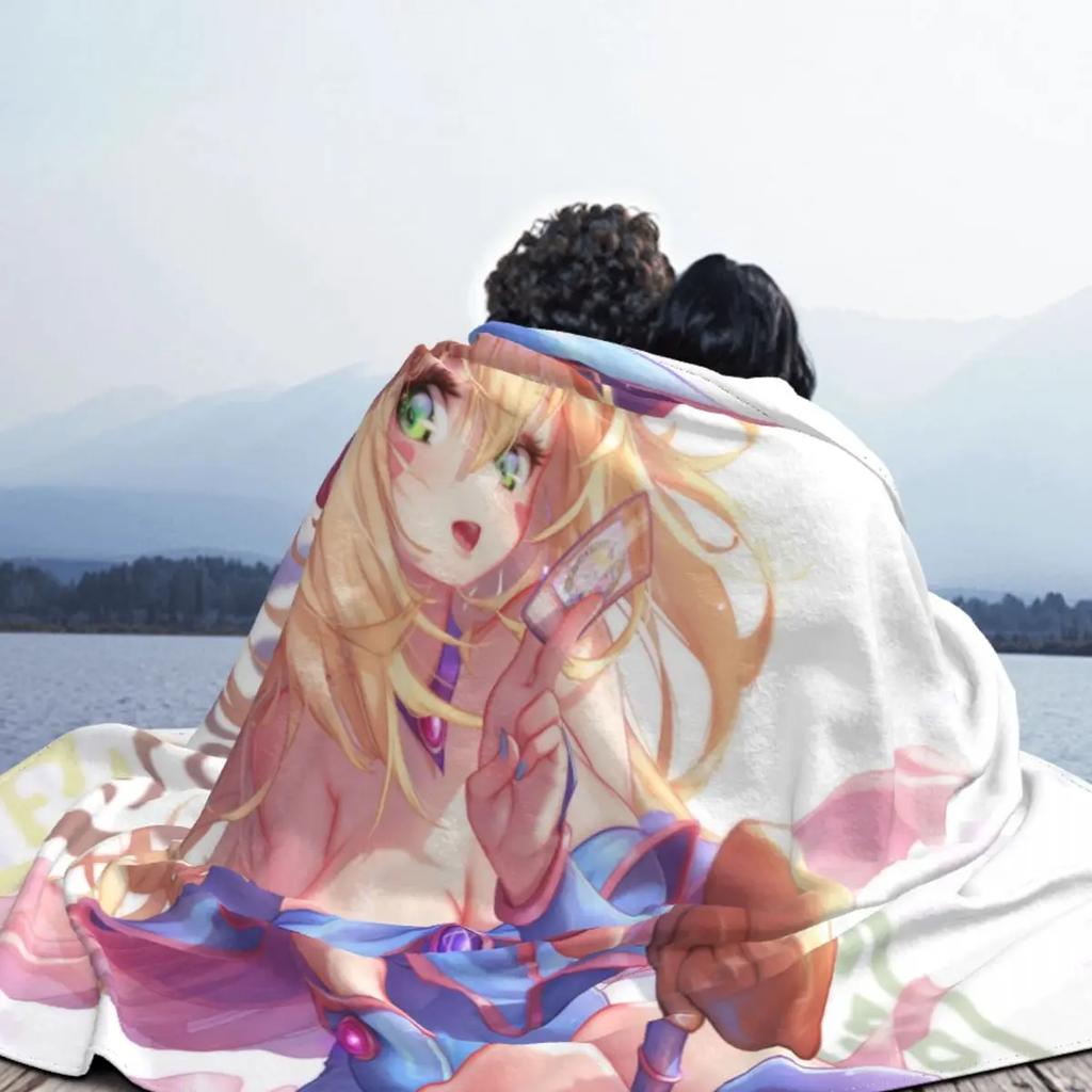 Dark Magician Blanket Cover Coral Fleece Plush Yu-Gi-Oh Anime Lightweight Thin Throw Blankets for Car Sofa Couch Bedroom Quilt