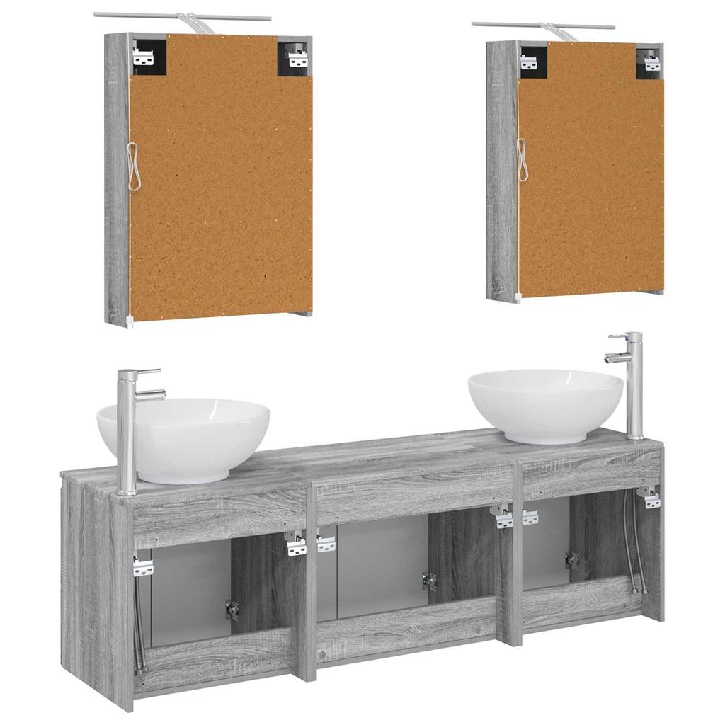 5 Piece Bathroom Cabinet Set Gray Sonoma Particleboard