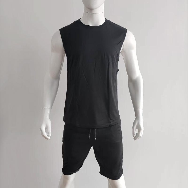 Men's Summer Sleeveless Sports Set: Casual Solid Color Tank Top & Shorts