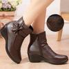 Bow Tie Leather Ankle Boots Microfiber Bow-knot Ankle for Women Plush Black Fashion Zip Warm Winter Shoes