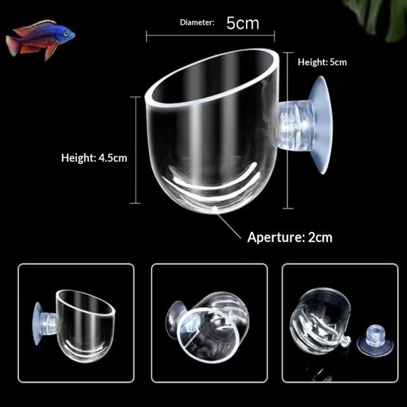 Transparent Acrylic Aquatic Plant Cup Aquarium Fish Tank Plant Pot With Suction Feeding Container Aquarium Accessories
