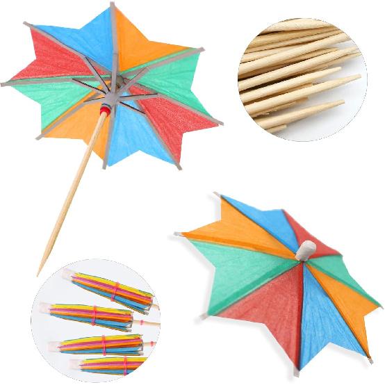 BLUE TOP Cocktail Umbrella Parasol Picks 4 Inch Pack 50pcs,Drink Umbrella Toothpicks for Drink&Food, Decorative toothpicks for Children's Day