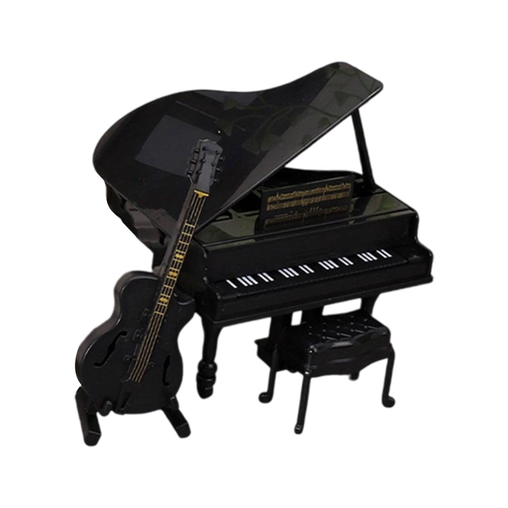 Dollhouses Miniature Grand Piano With Guitar And Cello Musical Instrument Set Wooden Furniture For Imaginative Play