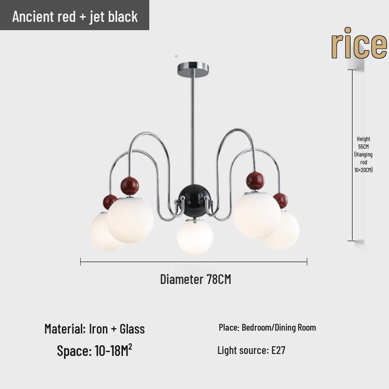 Mid-Century Minimalist Pearl Magic Bean Chandelier: French Cream Design for Living Room, Bedroom, or Restaurant Lighting.