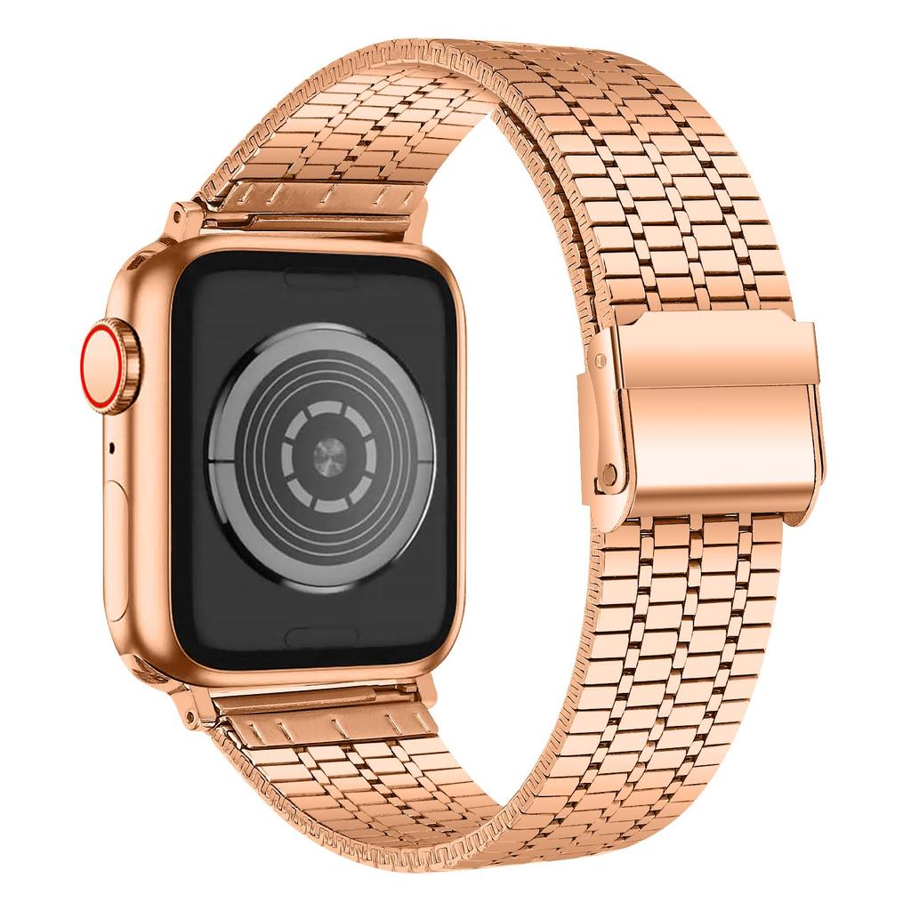 Pasek do zegarka Apple Watch Series 40 mm 42 mm 44 mm 38 mm Luksusowy pasek do zegarka ze stali nierdzewnej do zegarka iWatch Ultra 9 8 7 6 5 4 3 2 1 SE Pasek ze składanym zapięciem 49 mm