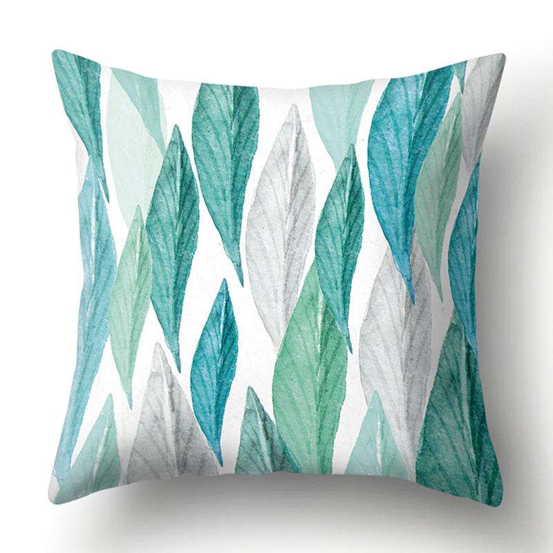 Polyester Pillowcase Green Tree Leaf Pillowcase Home Soft Furnishing Car Cushion Cover