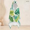 Women Plus Size 2 Piece Outfit Hooded Long Sleeve Tropical Leaf Printed High Low Top Fitted Pants