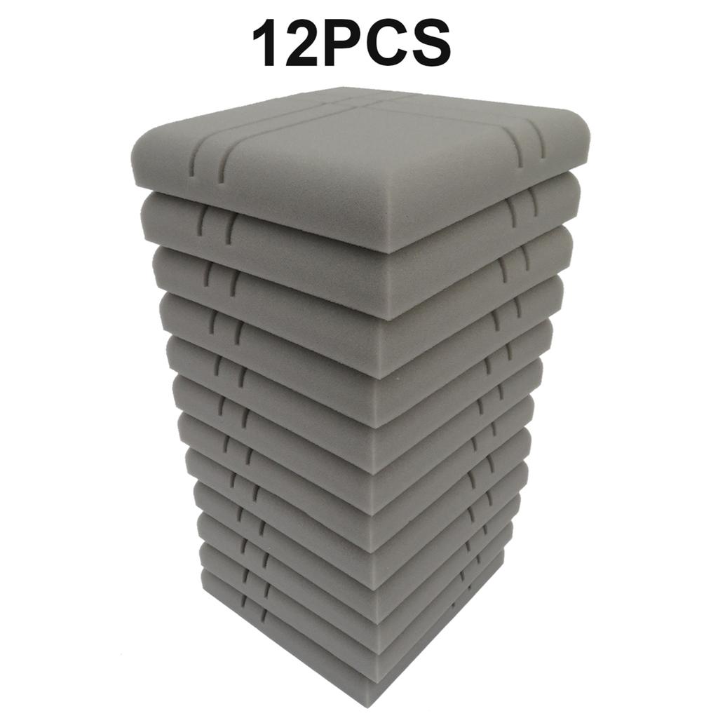 12Pcs  Panels High Density Treatment Foam Cross Line Sound Absorbing Board Soundproof Foam Sound Insulation Board for