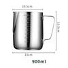 304 Stainless Steel Latte Art Cup Scale Milk Foam Pot Scale Latte Cappuccino Cream Steam Home Cafe Milk Foam Cup 350/550/900ML