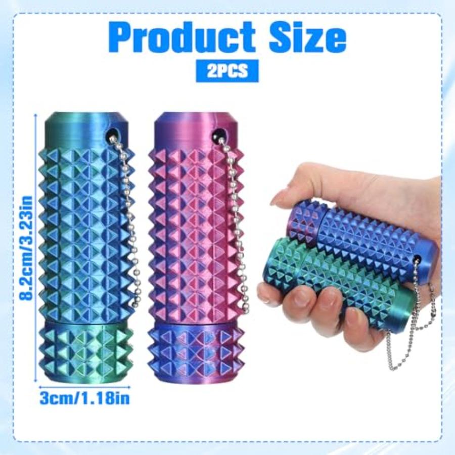 2 Stück Kleine Wehwehchen Fidget Schmerzstimulationsspielzeug für Erwachsene Angst Stressabbau 3D-gedruckter Schlüsselanhänger Grippie Sensorischer Spinner Stacheliger Roller