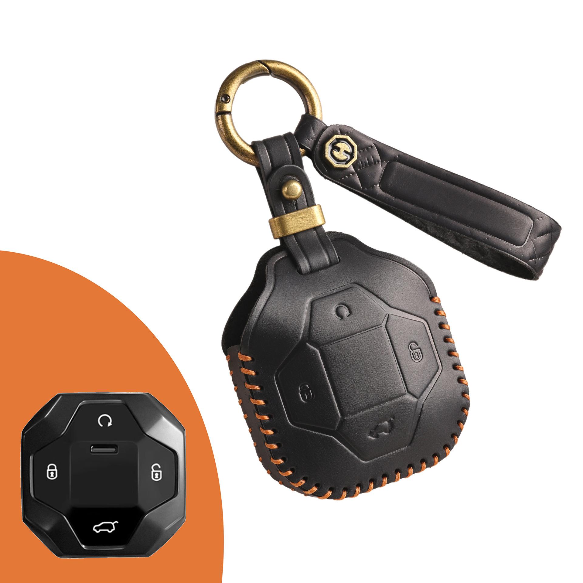 

Retro key cover for Jettrip x70plus x70s car key case, real cowhide protective case чёрный