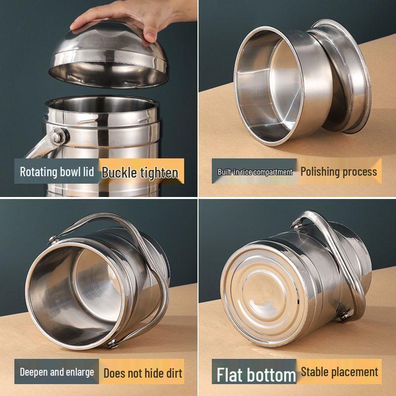 Large Capacity Stainless Steel Insulated Food Container - Multi-Layer Bento Box with Handle