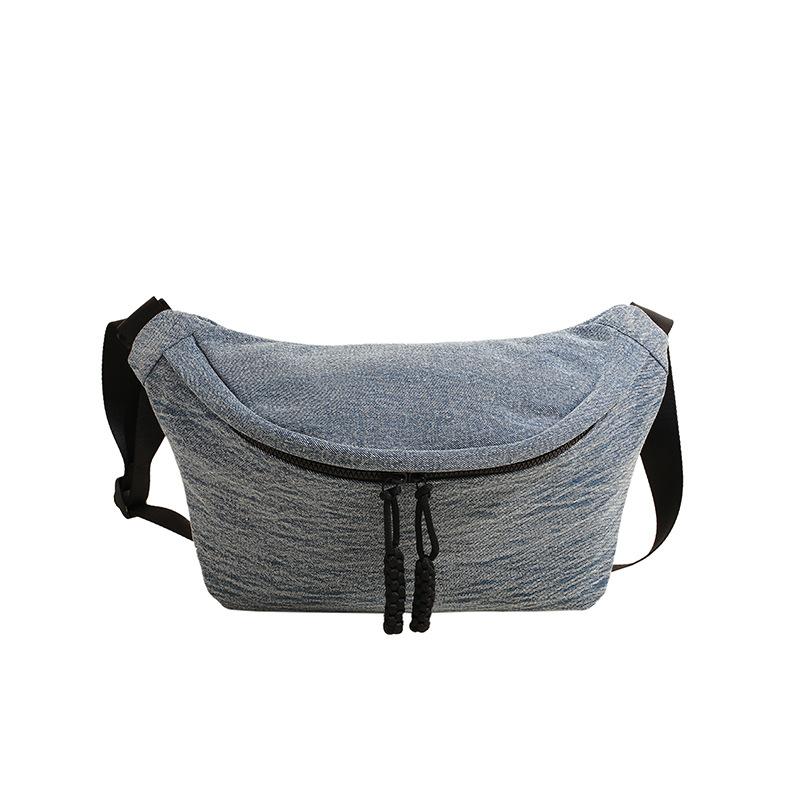 Denim Small Satchel Chest Bag Kvinne Campus Style Crossbody Bag