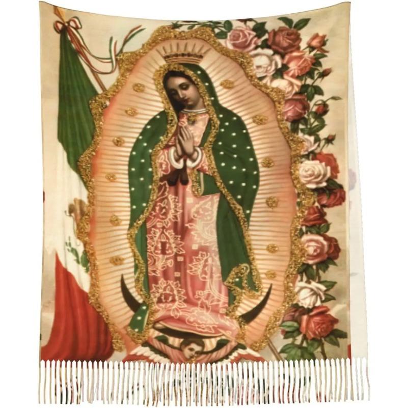 Virgin Mary Shawl Wrap for Women Our Lady of Virgen De Guadalupe Scarf Soft Large Blanket Scarves Warm Wraps