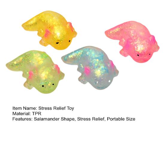 Mini Glitter Salamander Squeeze Toy Stress Relief Lying Salamander Sensory Toy Decompression Clear Animal Fidget Toy
