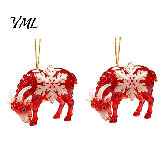Christmas Home Decor Sheep Hanging Ornament with Snowflake Decor, 2D Flat Acrylic Pendant Ornaments Rope for Holiday Tree Party Supplies Festive