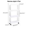 White 4-Tier Multifunction Kitchen Trolley Rack Wide Slim Space Saver Bathroom Kitchen Storage Shelf with Wheels PP And Steel