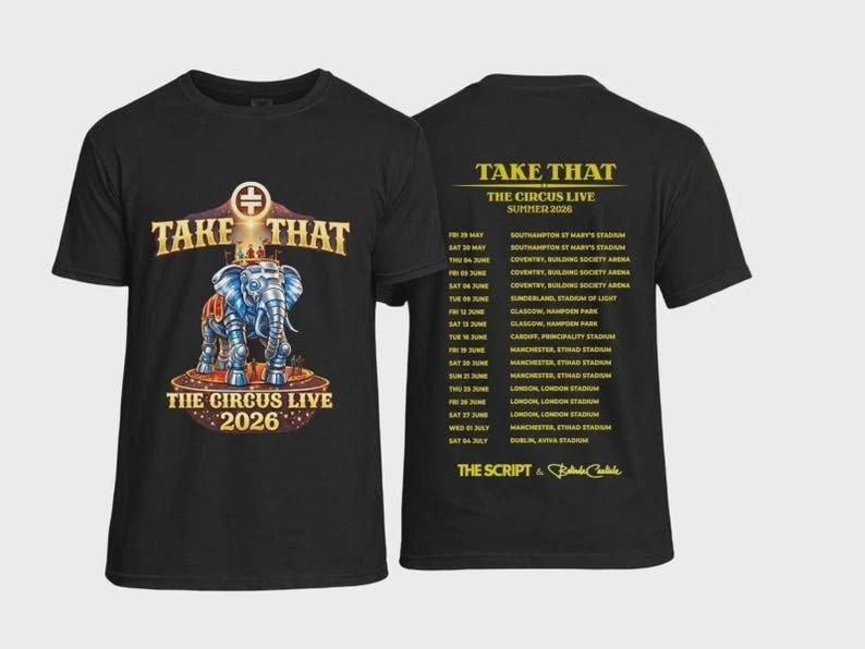 Take That The Circus Live Tour 2026 T Shirt, UK Stadium Summer 2XL
