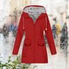 Women Solid Stripe Rain Jacket Outdoor Plus Waterproof Hooded Raincoat Windproof