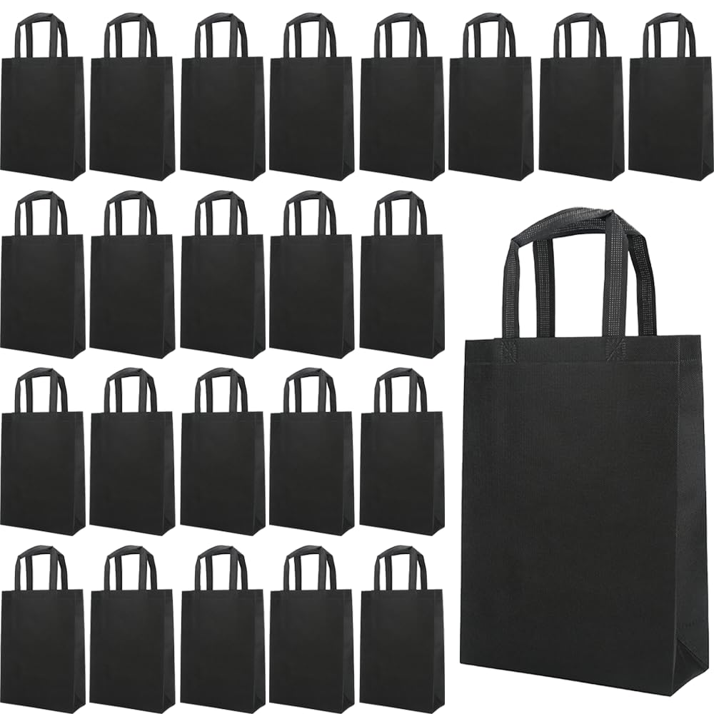 

AZNABLE Nonwoven Bags, Gusseted Tote Bags, Large, Black, Solid Color, Pack of 24