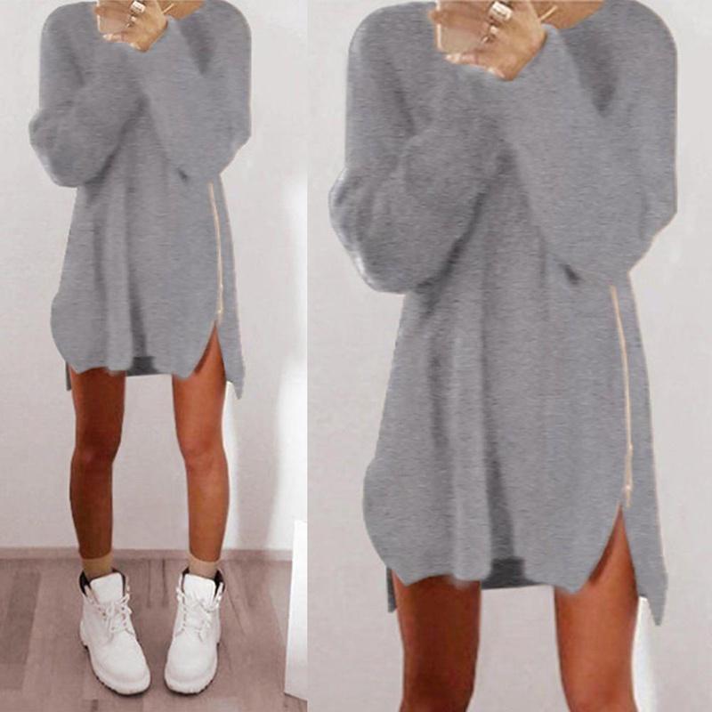 Luxurious Womens Jumper Knitted Sweaters Dress With Solid Casual Long Sleeves