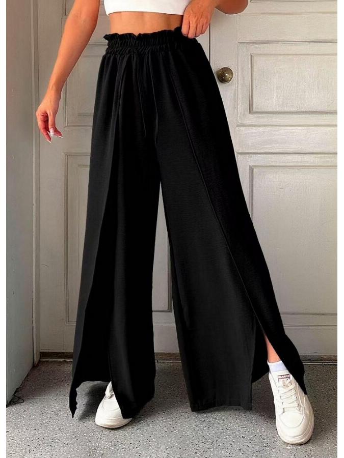 2025 Spring/Summer Elegant High Waist Pleated Wide Leg Pants for Women