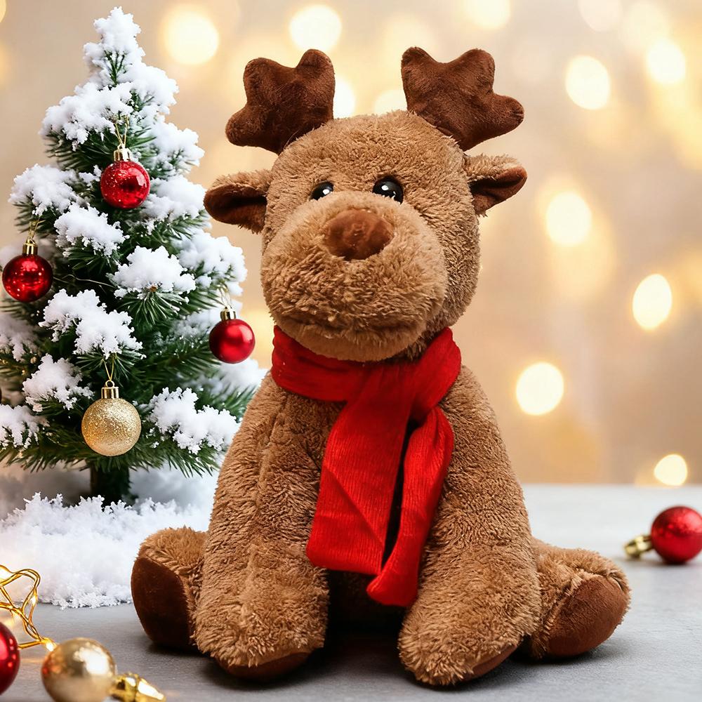 Ensemble de Peluches de Noël Adorable Rennes du Père Noël Bonhomme de Neige Animaux en Peluche Décorations Festives Douces Idées Cadeaux Pour Enfant 25-30cm