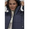 Women's Black Hooded Waist Drawstring Puffer Coat Hzl22w-bd151171