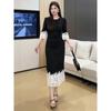 Plus-Size Women's Clothing for Fat Girls, New Chinese-Style Bell-Sleeve Lace Splicing Dress, 2026 Summer Slimming and Versatile Dress