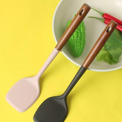 Spatule en Silicone avec Manche en Bois Durable Anti-adhésif Ustensile de Cuisine Spécialisé Résistant à la Chaleur Outil de Cuisine Domestique