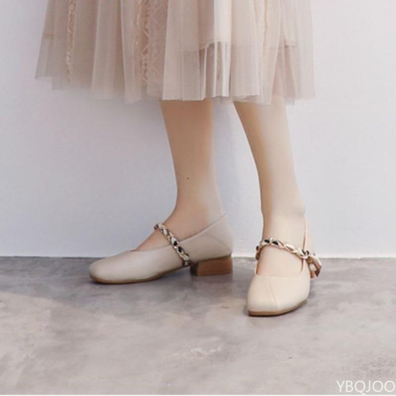 Fashion Retro casual small leather shoes for women in spring breathable low heel elegant simple comfortable women's single shoes