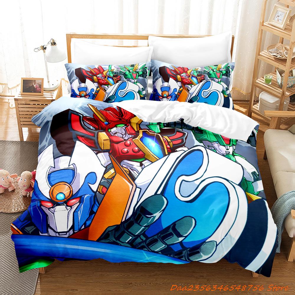 Cool Personelity Kpop Madou King Granzort Bedding Set Cartoon Anime Three-Piece Set Adult Kid Bedroom Three-Piece Suits 3D