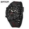 SANDA Men's Fashion Sports Dual Display Electronic Watch – Multifunction Timer, Alarm, Luminous, Waterproof.