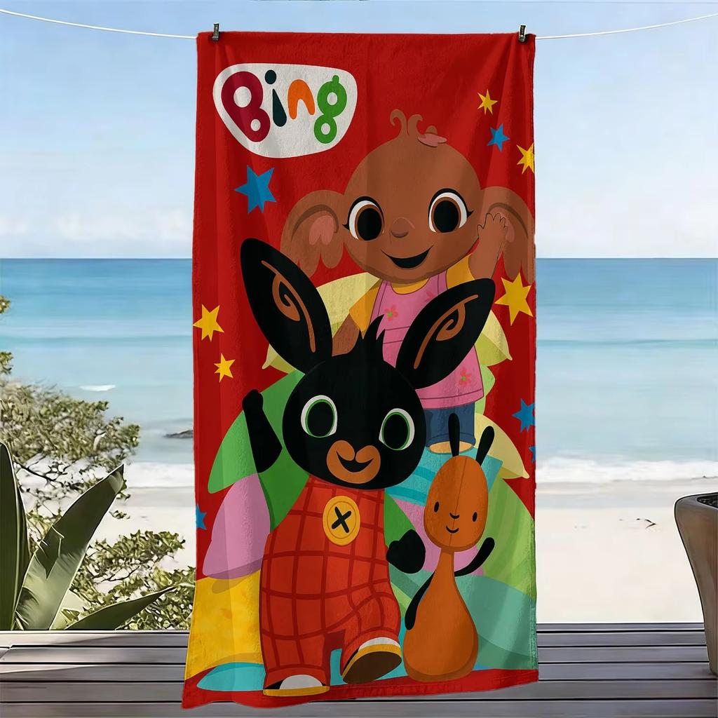 Bing Bunny Kids Beach Towel, Cartoon Microfiber Quick Dry Sandproof Towel for Summer Pool Travel Gift
