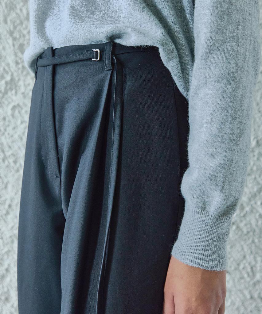 IHR Wide Tuck Belted Pants / Charcoal