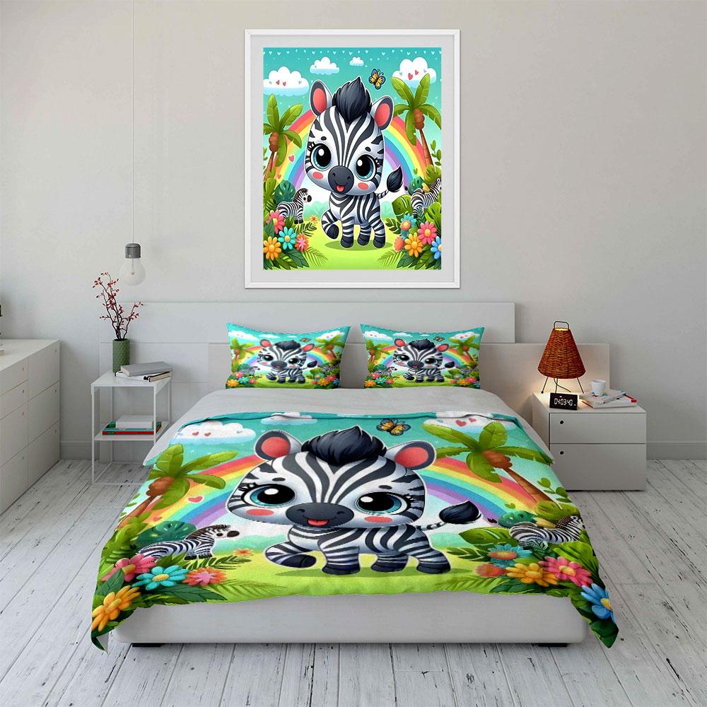 Whimsical Zebra Paradise. Bedding Sets Duvet Covers Pillowcases(1* Duvet Cover 2* Pillowcases Without Duvet Insert)