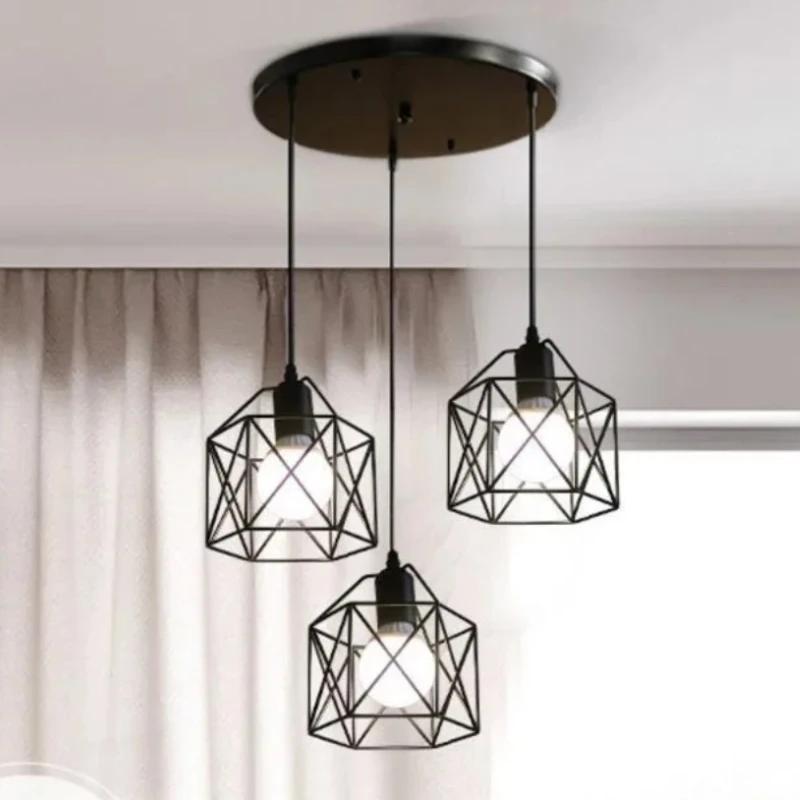 Vintage Industrial Pendant Light Led Modern Hanging Lamp for Ceiling Light Fixture Metal Cage Kitchen Island Living Room