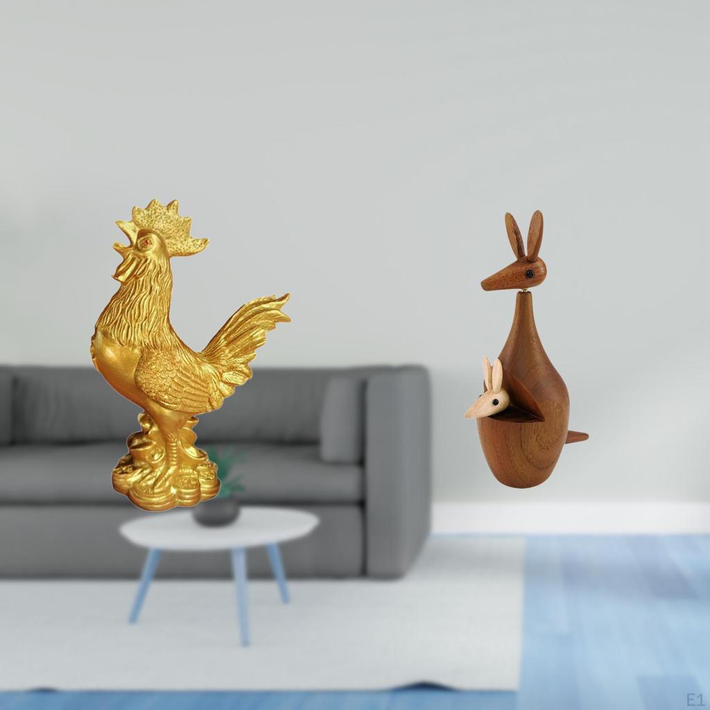 Chicken Figurine Feng Shui Decor Statue Sculpture Animal Decorative Party Favor Funny Desktop