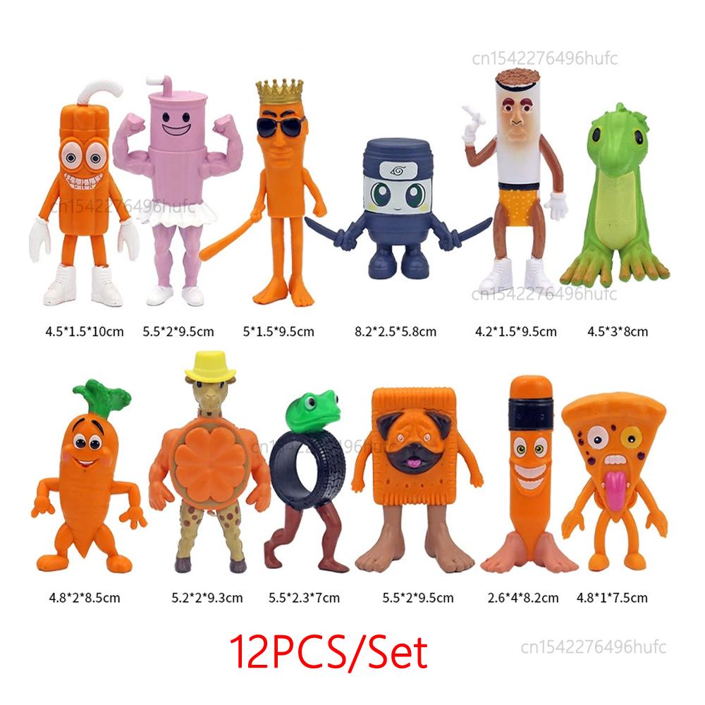 8-24Pcs Italian Brainrot Anime Action Figure Set Tung Tung Sahur Tralalero Tralala Bombardino Crocodilo Figures Model Toy Gifts