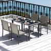Outdoor Dining Set 5 Pieces Patio Conservatory with Tempered Glass Tabletop,4 Dining Chairs - Mixed Grey