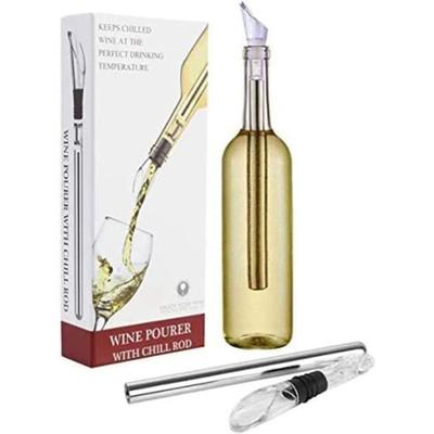 Wein Kühler Stick mit Belüfter und Tropffreiem Ausgießer, Flaschenkühler aus Edelstahl