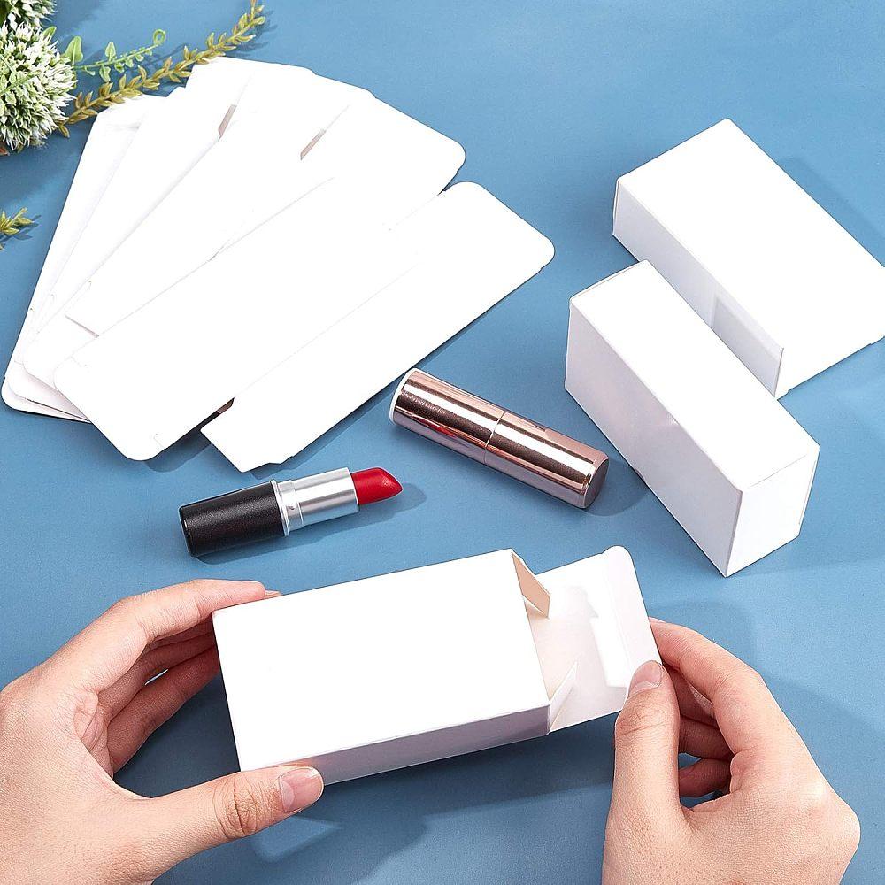 50pcs Fold Box Cardboard Gift Boxes for Bridal Birthday Party Christmas Rectangle White Box Size: 3x5x9.3cm
