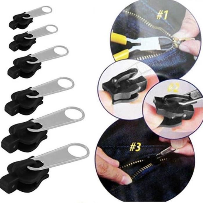 INF Universal Black Zipper Replacement 6 Pieces