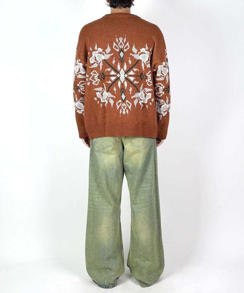 A MADE Wool Blend Jacquard Overknit (Fog Orange)