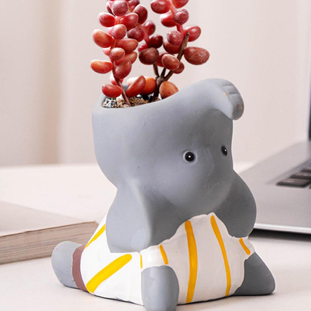 Cartoon Animal Flower Pots Silicone Mold Succulent Plant Vase Casting Mould for Making Resin Epoxy Craft Pen Holder