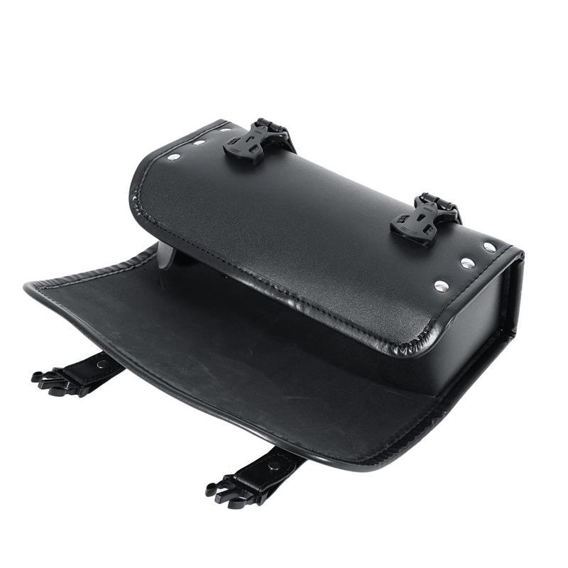 Black PU Leather Motorcycle ATV Round Barrel Storage Pouch Tool Bag 300*85*125mm
