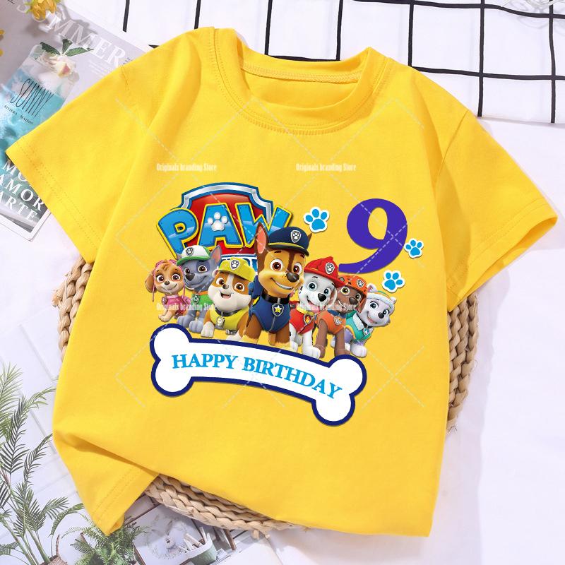 

Paw Patrols Boy Girl T Shirt Birthday Party Tops Tees Clothes Kid Years Old Clothes Cartoon Short-sleeved Baby Soft Tees Tshirt 100